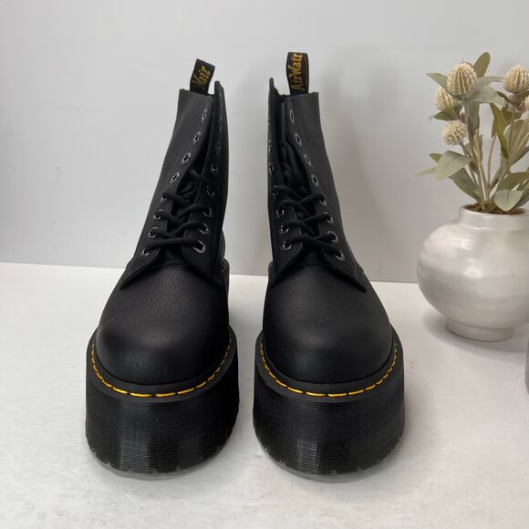 Dr Martens 1460 Pascal Max Platform Leather Combat Boots Black Women 11 NWOB - Picture 2 of 11